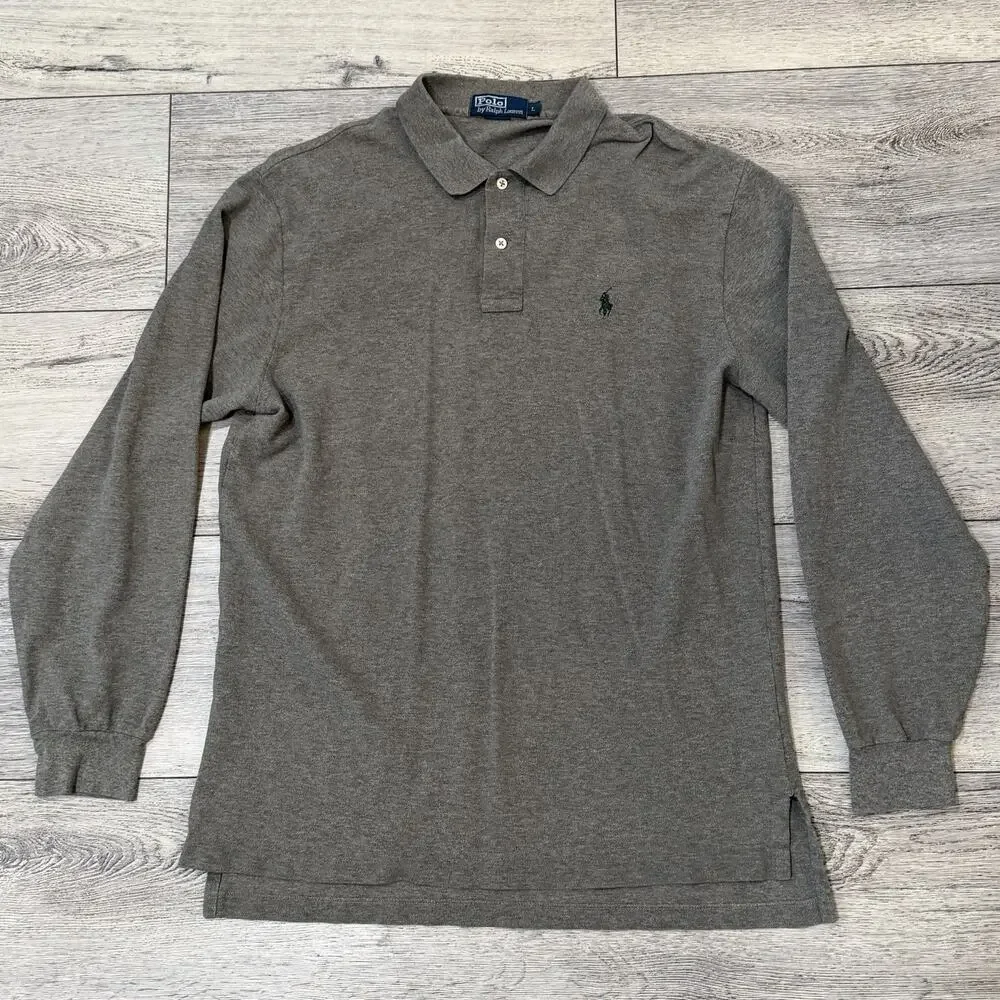 Polo Ralph Lauren Shirt Men’s Size Large Gray Long Sleeve Preppy Minimalist